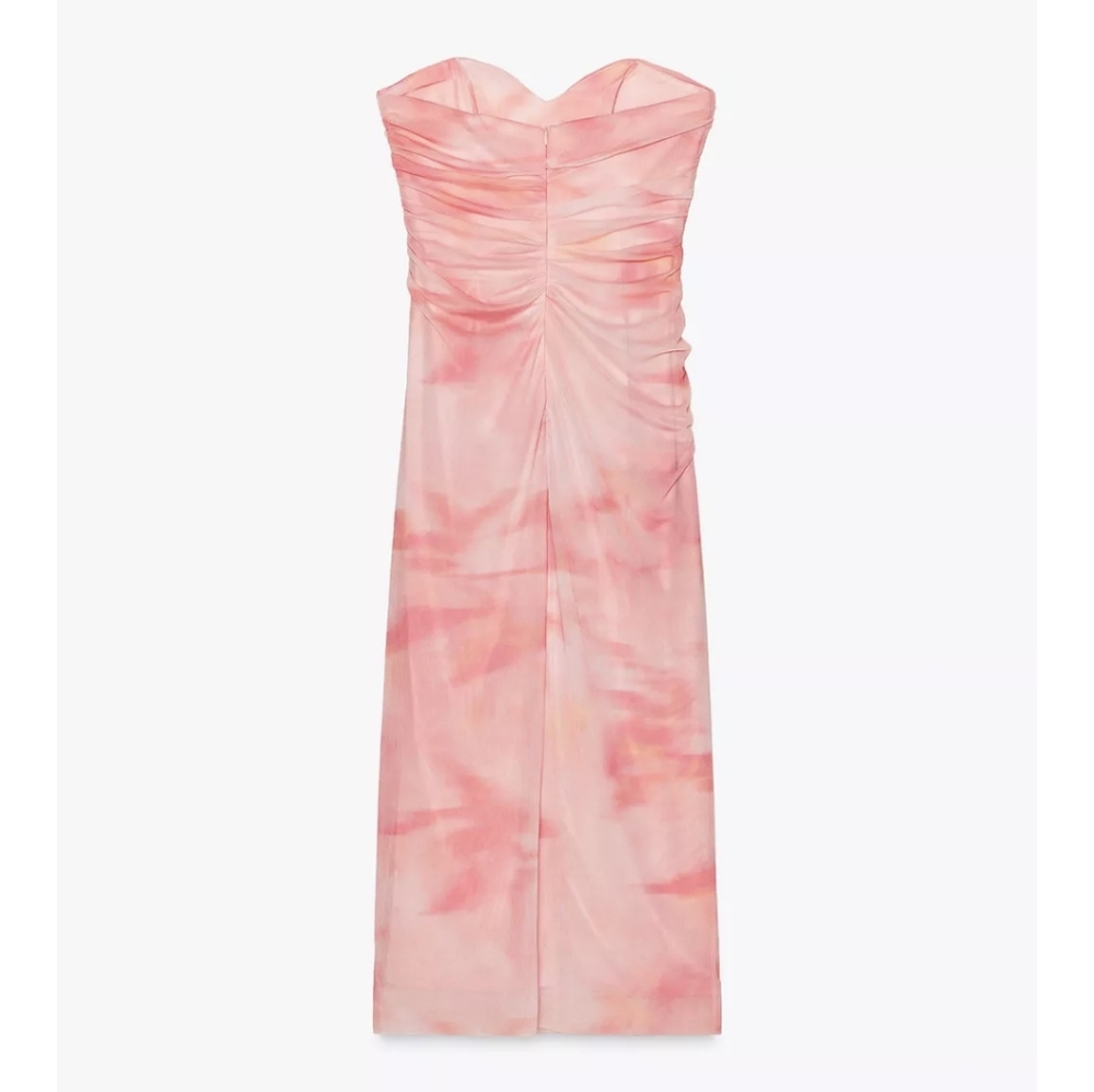 STRAPLESS PRINTED TULLE DRESS - Picture 6 of 6